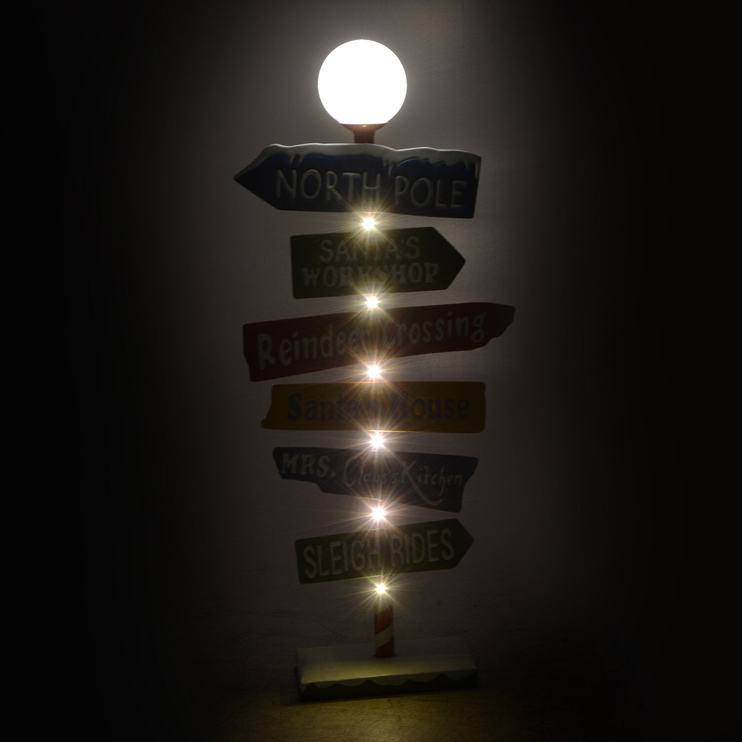 Cartello in Metallo indicazioni con Led multicolor cm 46x16,5xh106,5