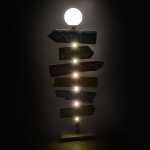 Cartello in Metallo indicazioni con Led multicolor cm 46x16,5xh106,5