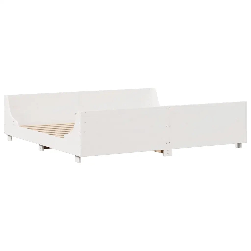 Giroletto senza Materasso Bianco 200x200 cm Legno Massello Pino 3323756