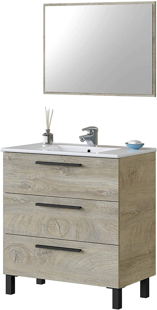 Mobile Bagno 3 cassetti  80X45X86H Rovere Alaska