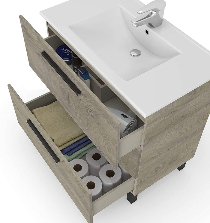 Mobile Bagno 3 cassetti  80X45X86H Rovere Alaska