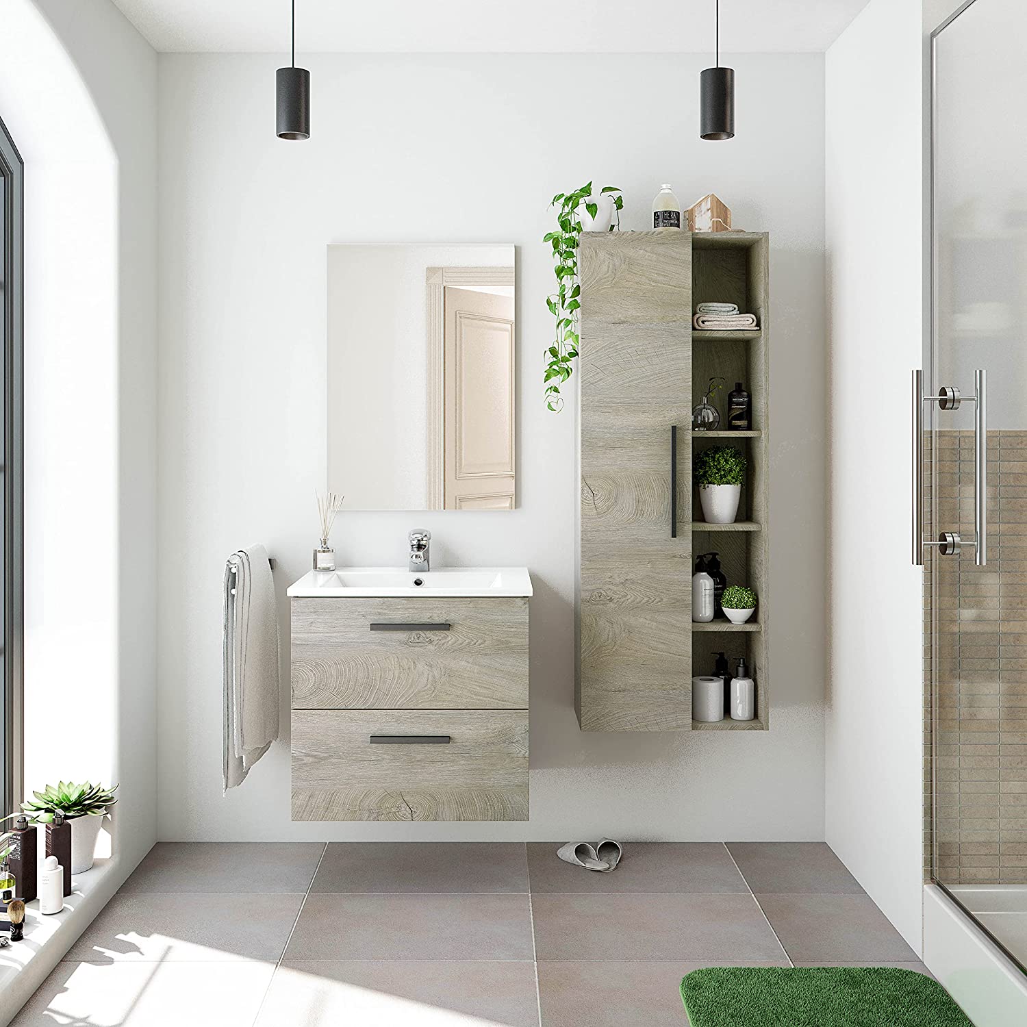 Mobile Bagno Sospeso 60X45X60H Rovere Alaska