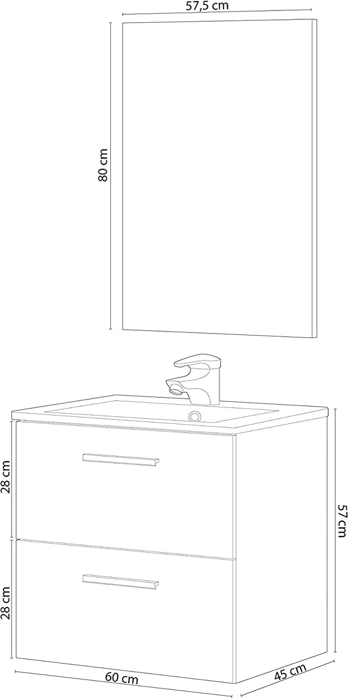 Mobile Bagno Sospeso 60X45X60H Rovere Alaska