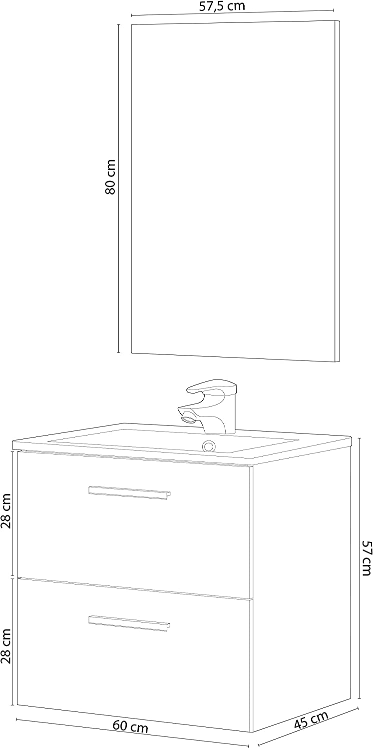 Mobile Bagno Sospeso 60X45X60H Rovere Alaska