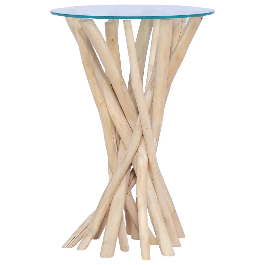 Tavolino da Salotto Ripiano in Vetro 35x35x50 cm Legno di Teak 288813