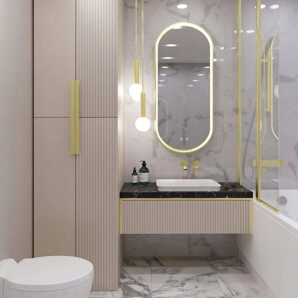 Specchio Led Ovl 50x100cm Gold