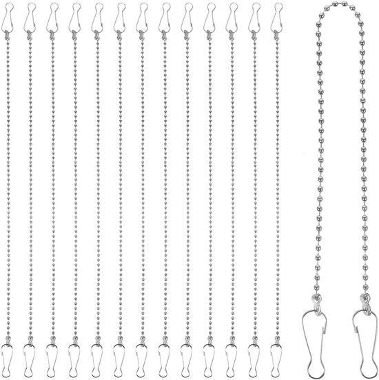 24 pezzi di catenelle appese con ganci - 28 cm catenelle metalliche per vasi di fiori - catenelle per quadri e dipinti su vetro in colori argentei