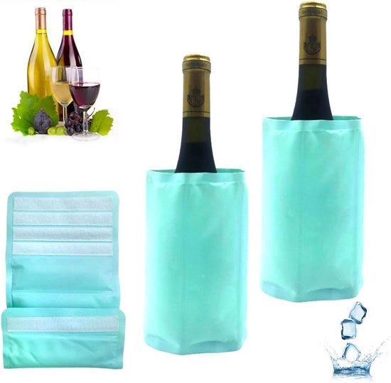 Wijncooler con Gel Refrigerazione - Adatto per Rosso, Bianco e Champagne - Set da 2 - Mint verde