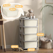 Mobile contenitore per bambini con 4 cassetti crema
