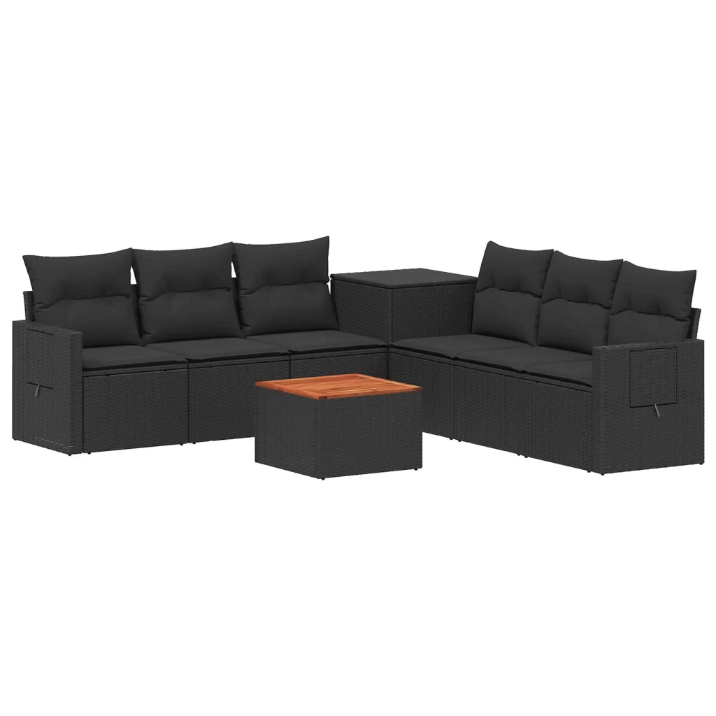 Set di divani 8 pz Nero Rattan sintetico e Acciaio 3448374
