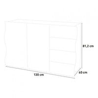 Mobile Moderno Multiuso 2 Anta 4 Cassetti Onda Bianco Lucido