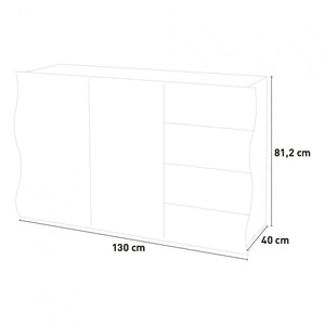 Mobile Moderno Multiuso 2 Anta 4 Cassetti Onda Bianco Lucido
