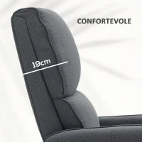 Poltrona Alzapersona Elettrica Reclinabile con Telecomando e Tasca in Tessuto, Grigio Carbone