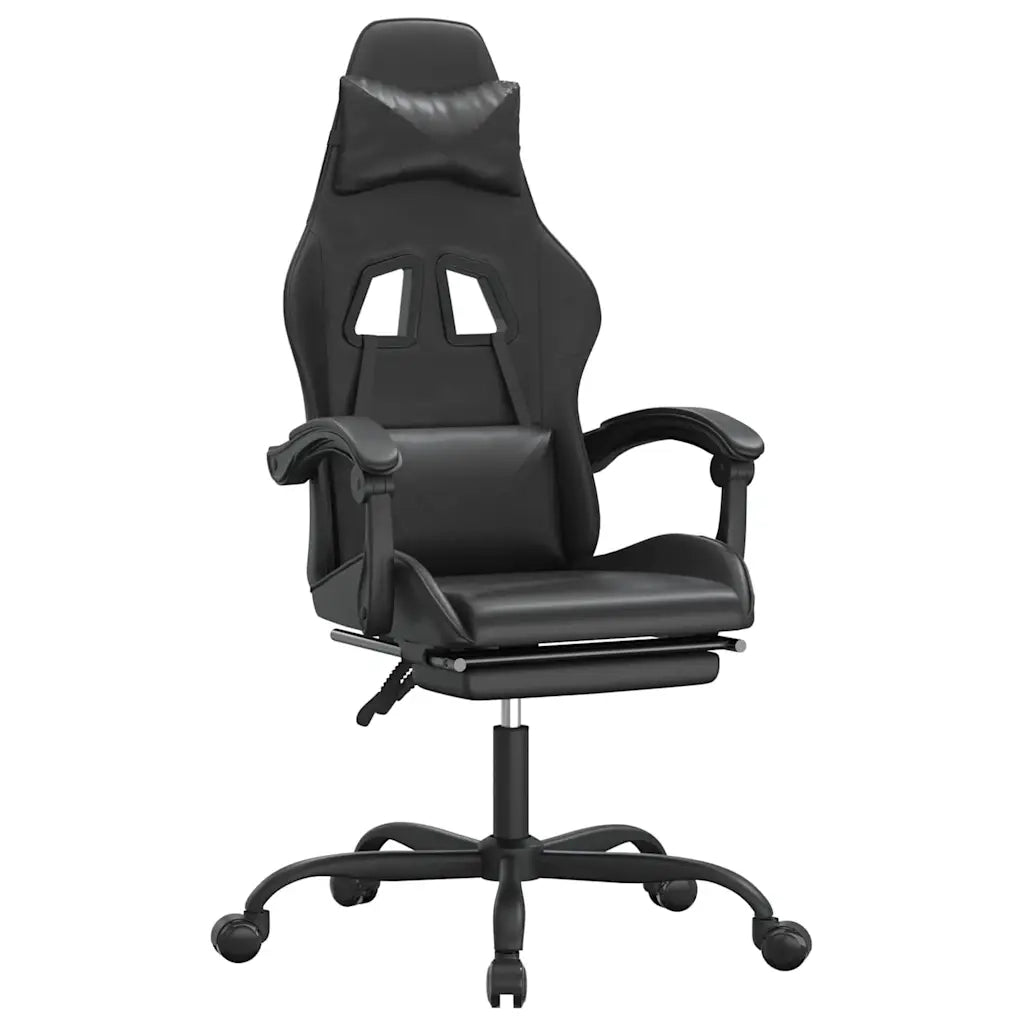 vidaXL Sedia da Gaming Girevole Poggiapiedi Nero in Similpelle