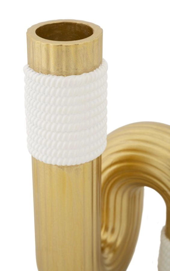 Vaso Bann 10,7x10,7x18,3 cm in Poliestere Oro e Bianco