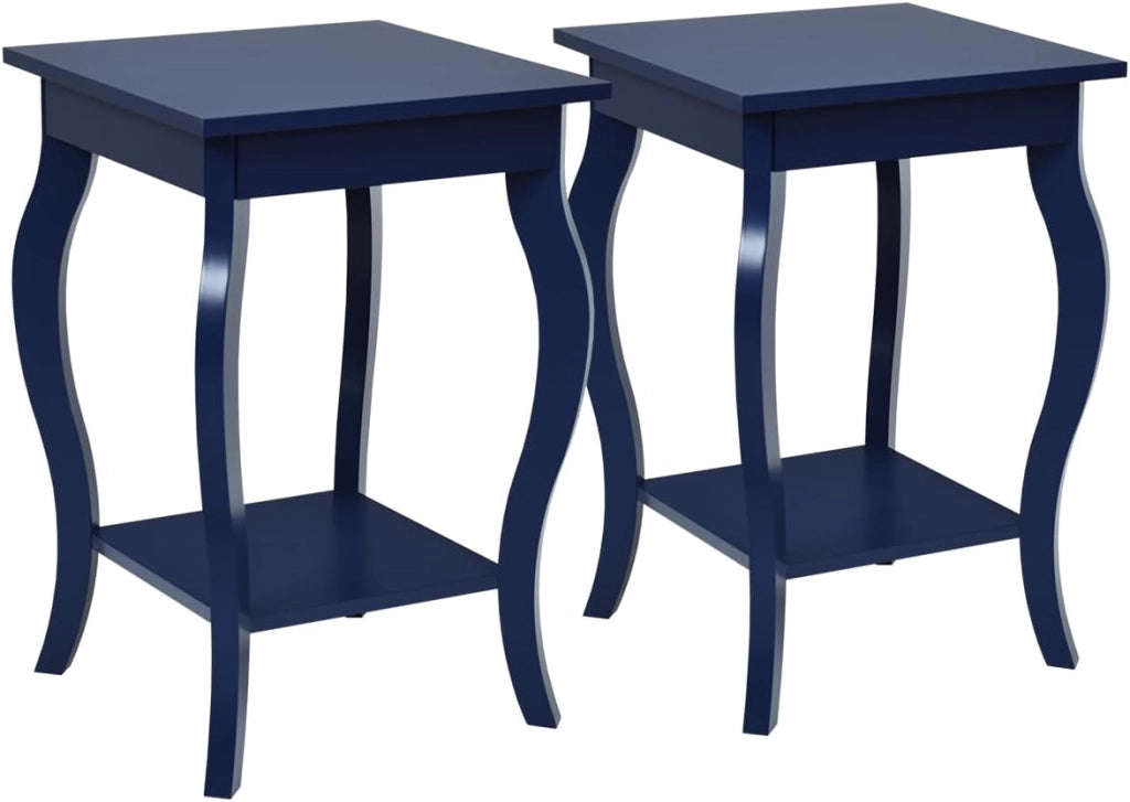 Tavolo Angolare Quadrato, Tavolini Bassi, Tavolini Bassi in Legno, Design a Due Livelli, Multiuso, per Soggiorno, Camera da Letto, Dimensione Compatta (Blu 2)