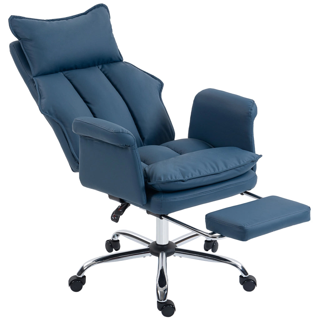 Sedia da ufficio con schienale reclinabile e rotelle ¨C Minimal ¨C blu, similpelle