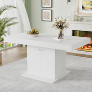 Tavolo da pranzo allungabile 140/180 cm con vano contenitore; pannello truciolare bianco