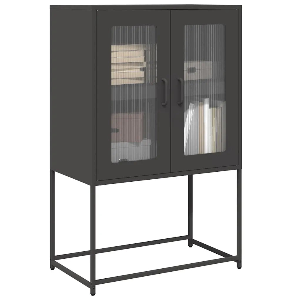 Credenza-Buffet-Armadio da cucina Nera 68x39x107 cm in Acciaio 923142