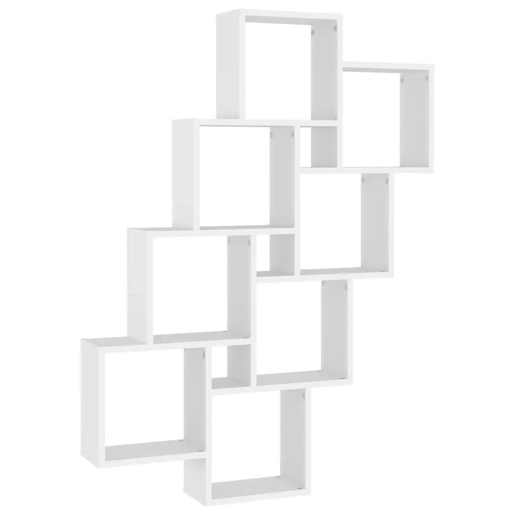 Mensola Parete a Cubo Bianca 90x15x119 cm in Legno Multistrato 807178