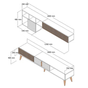 Porta TV in legno "Milan" - 180 x 35 x 40 cm - Noce, Antracite