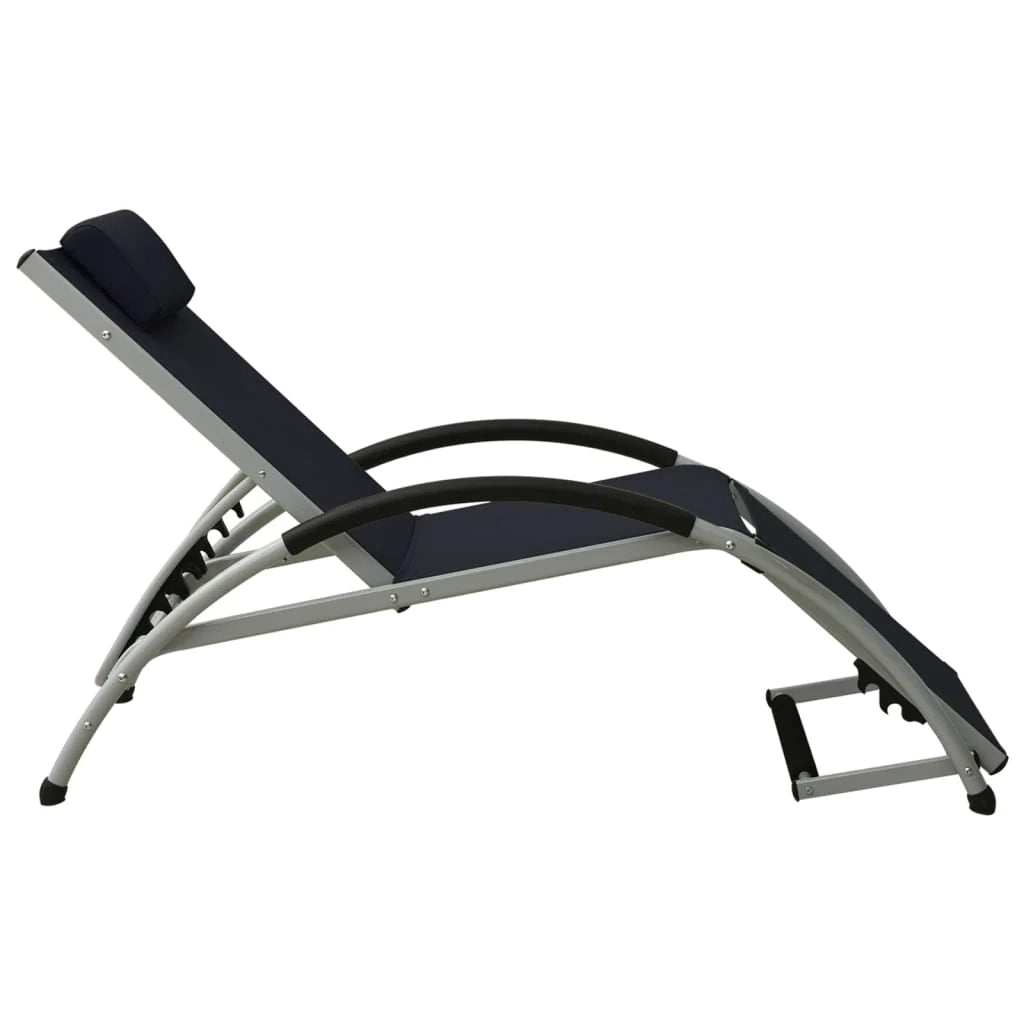 Lettino prendisole sedia a sdraio lettino prendisole letto da giardino mobili da esterno per patio con cuscino in textilene nero 02_0012563