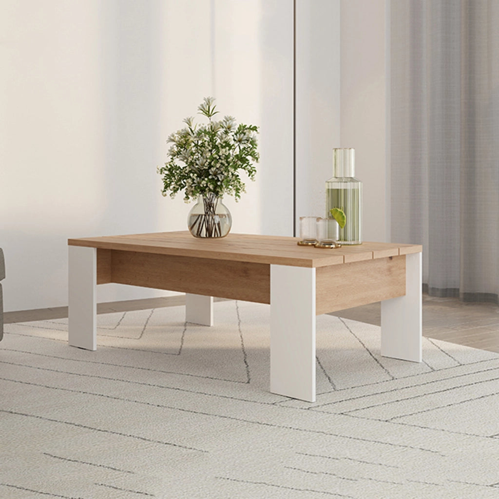 Bertona, Tavolino da Salotto Forma Rettangolare, 120x67x43h cm Marrone Rovere Nodi