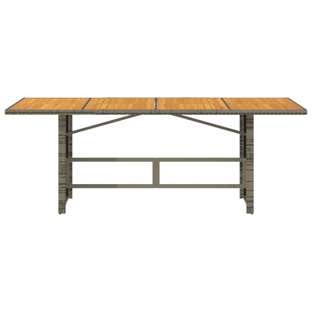 Tavolo Giardino Piano Legno Acacia Grigio 190x80x75 Polyrattan 365601