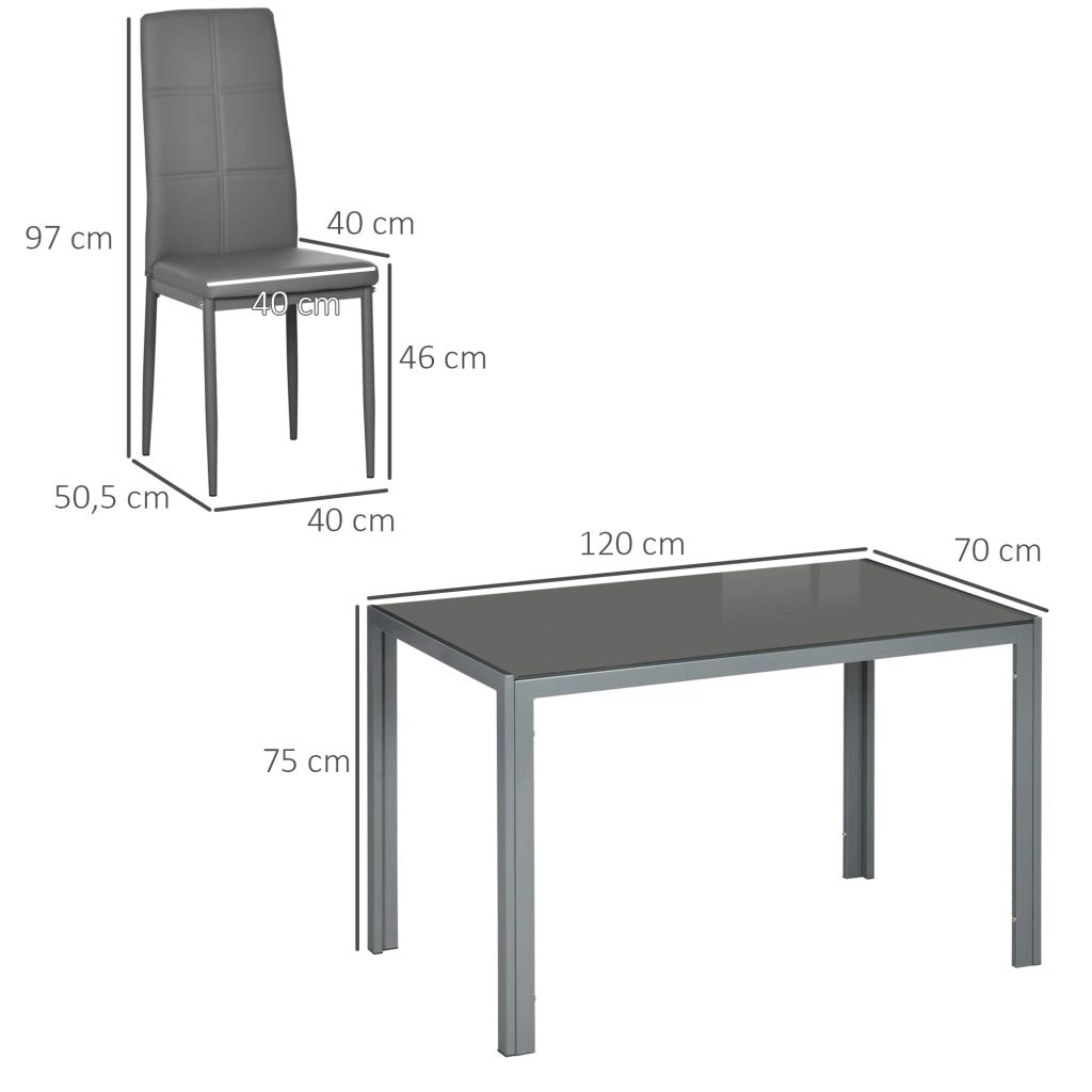 Tavolo da pranzo allungabile con 4 sedie ¨C Minimal ¨C Grigio 120x70x75