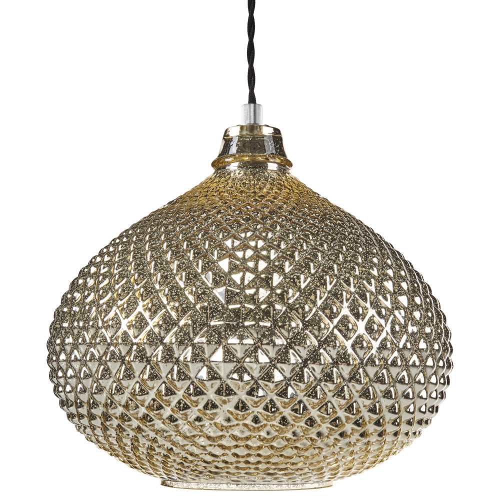 Lampada con Paralume in Vetro Dorato Intagliato Design Glamour 88 cm soggiorno camera da letto