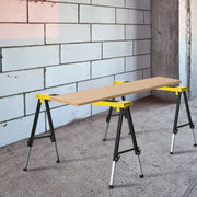 Cavalletto da lavoro pieghevole 2 pezzi in acciaio giallo 100 x 49 x 62-89,5 cm, portata 100 kg
