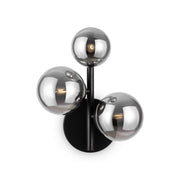 Applique Contemporanea Dallas Metallo Nero 3 Luci Diffusori Fumè