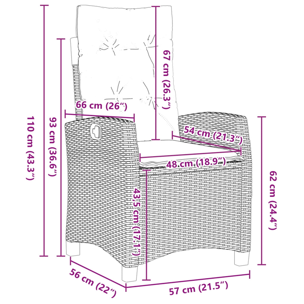 Set da pranzo da giardino da 9 pezzi con cuscini Grigio Polyrattan