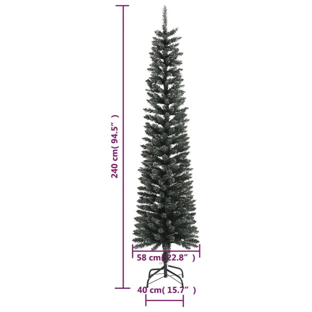 Albero di Natale Artificiale Sottile con Base Verde 240 cm PVC 345187