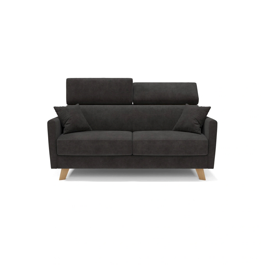 Francy Divano letto matrimoniale con poggiatesta regolabili in tessuto impermeabile e smacchiabile T17 180 cm (mat. 140x197) nero