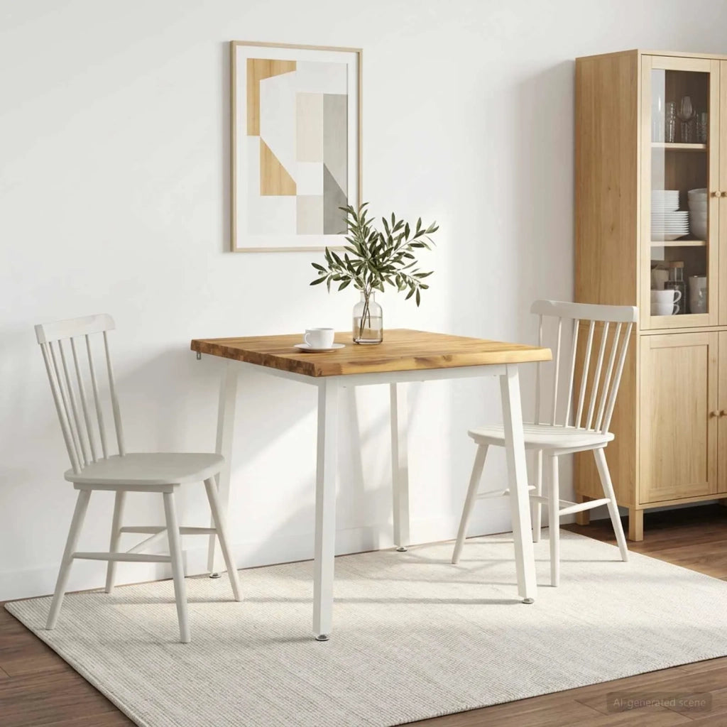 60 x 55 x 75 cm Legno di Acacia Massello Bianco Rettangolare 937466