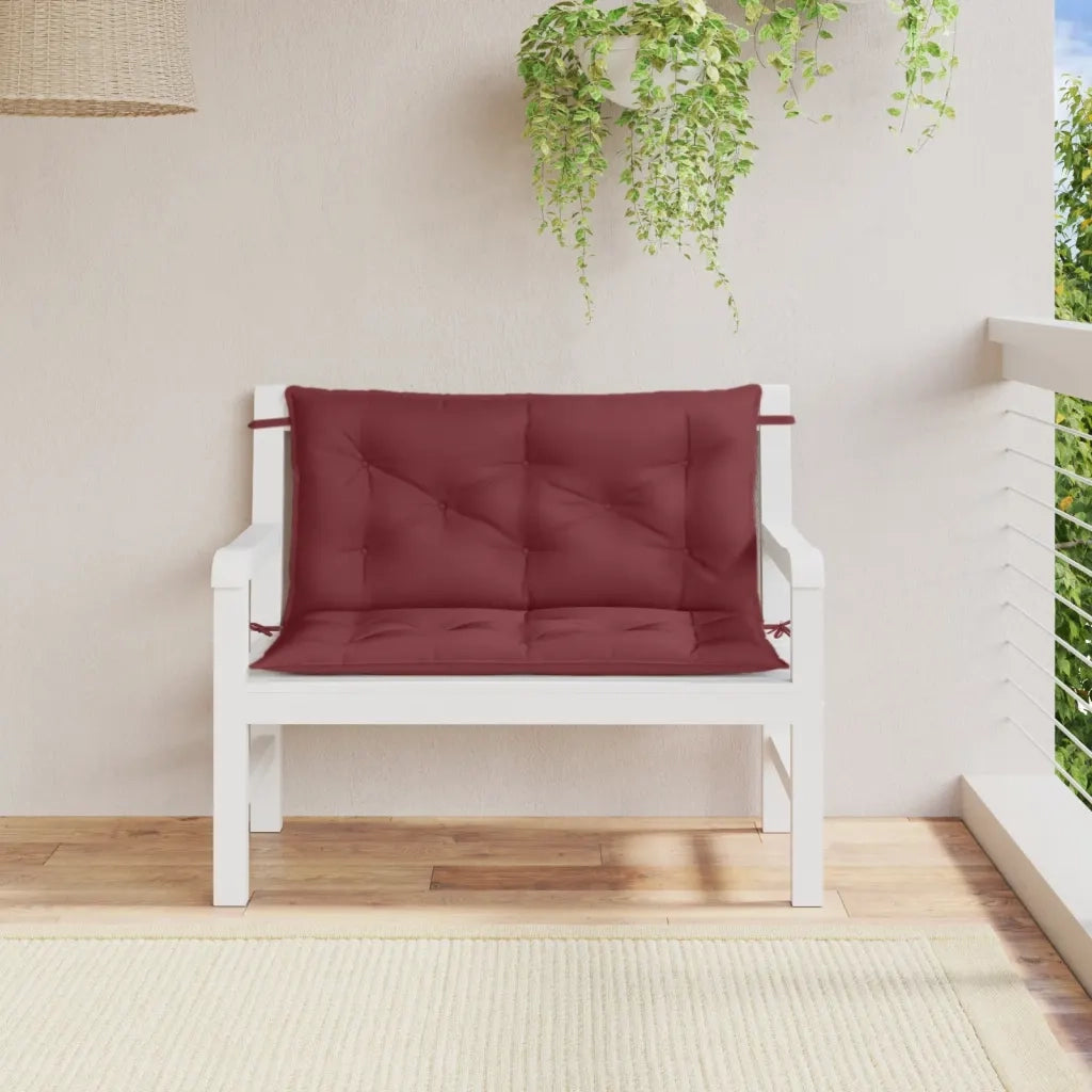 Cuscini Panca Giardino 2 pz-Set di 2 Cuscini per panchina da esterno Rosso Vino M¨¦lange 100x50x7cm