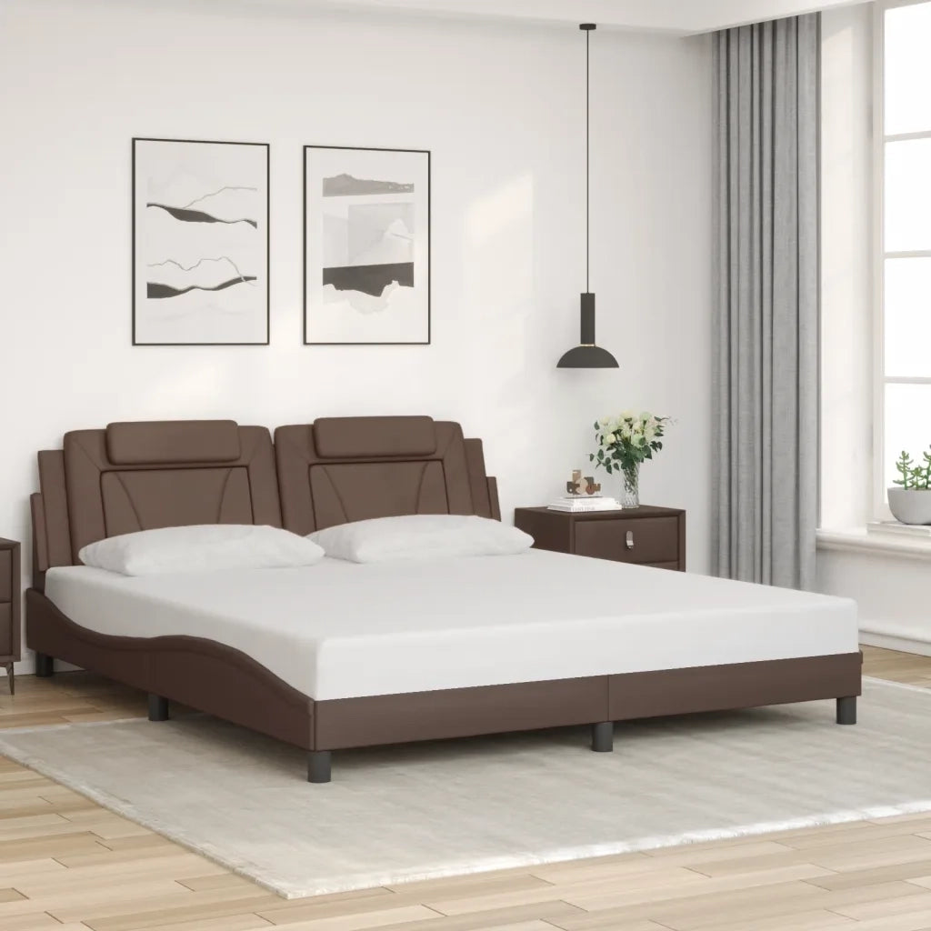 Giroletto con Luci LED Marrone 180x200 cm in Similpelle
