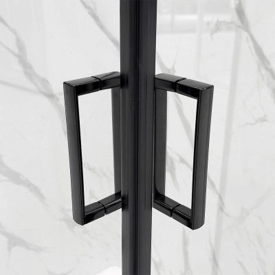 Box doccia angolare 80x100 cm nero opaco con doppio scorrevole  Tay