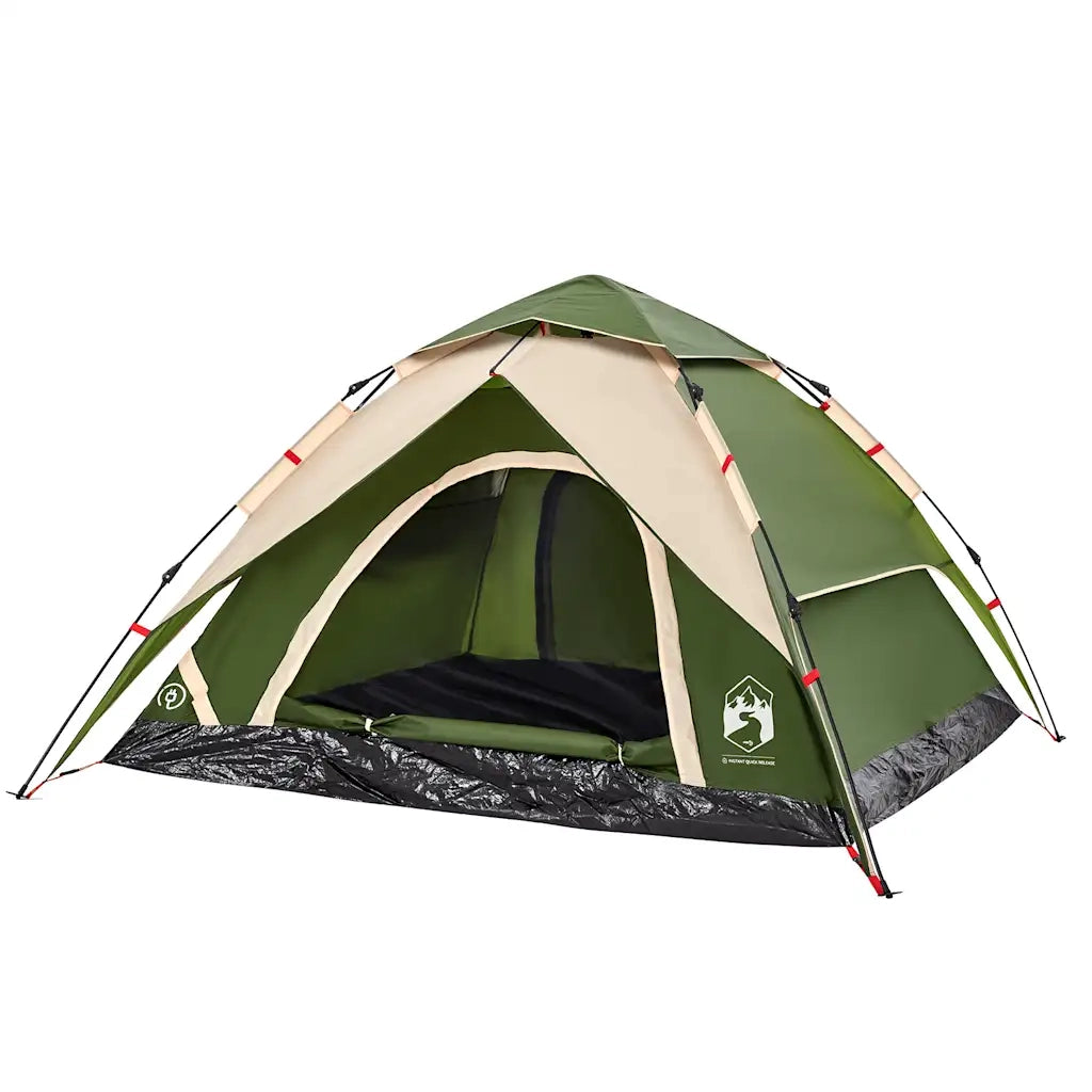 Tenda a Cupola da Campeggio 5 Persone Verde a Rilascio Rapido