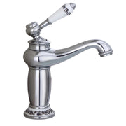 Rubinetto miscelatore per lavabo bagno vintage con dettagli in ceramica cromato
