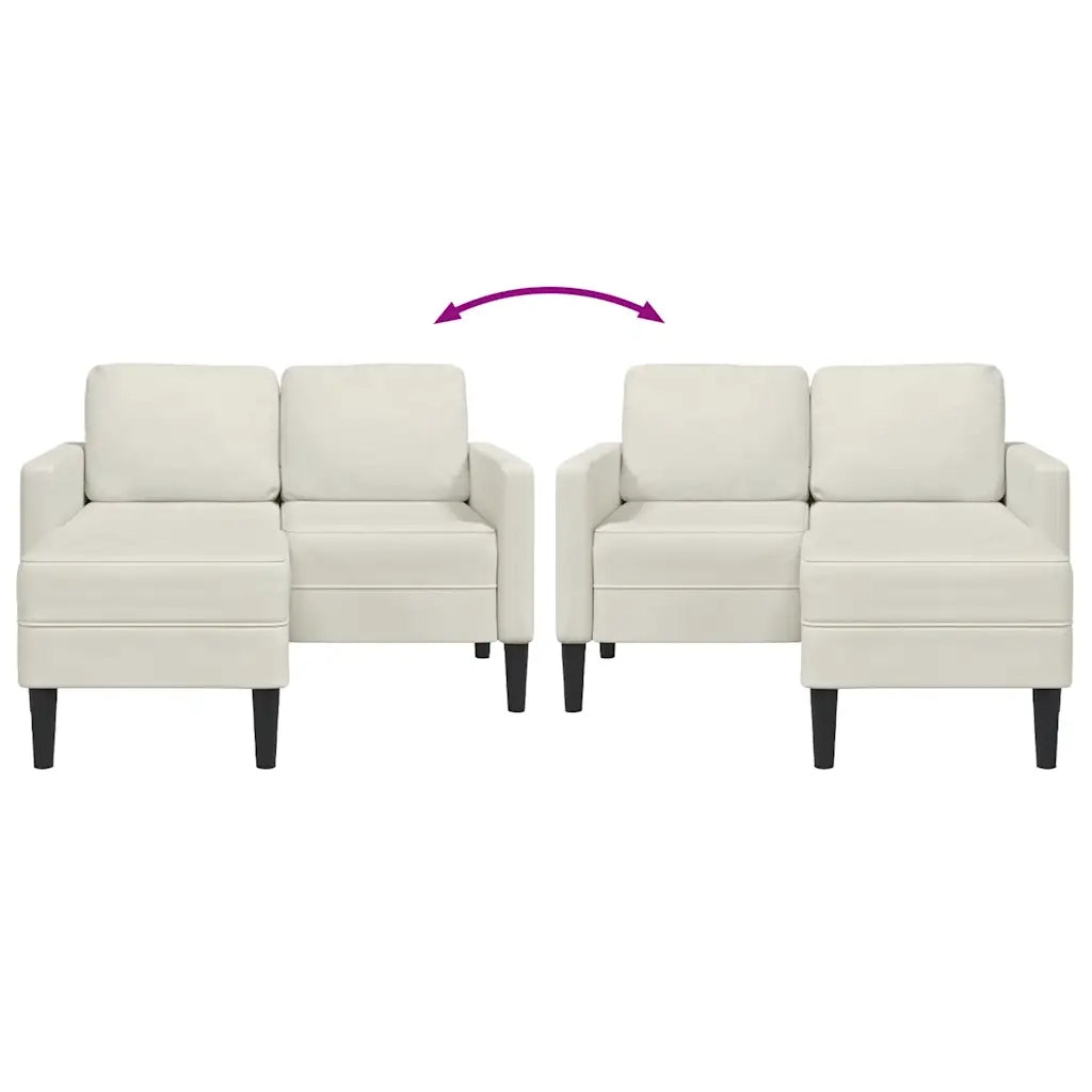 Divano 2 Posti con Chaise longue a L-Sofa 2 Posti con Chaise Crema 125 cm Velluto