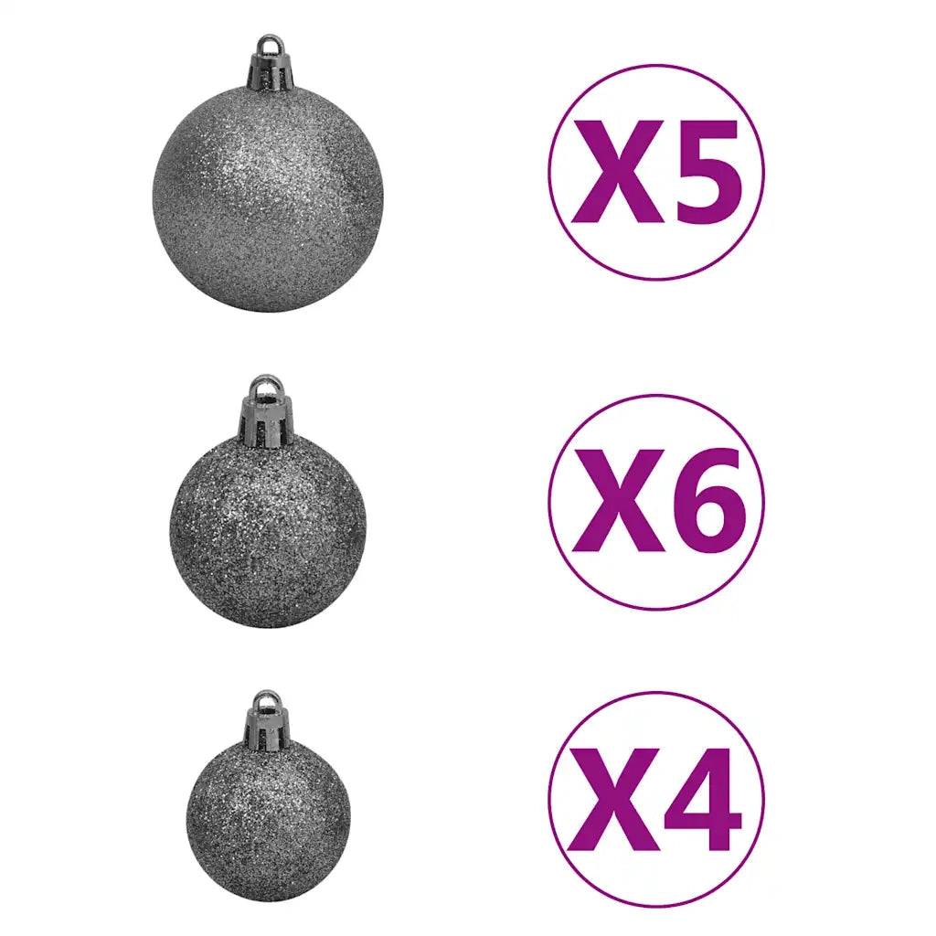 Set Albero Natale Artificiale a MetÃ  LED e Palline Verde 180cm  cod mxl 19920