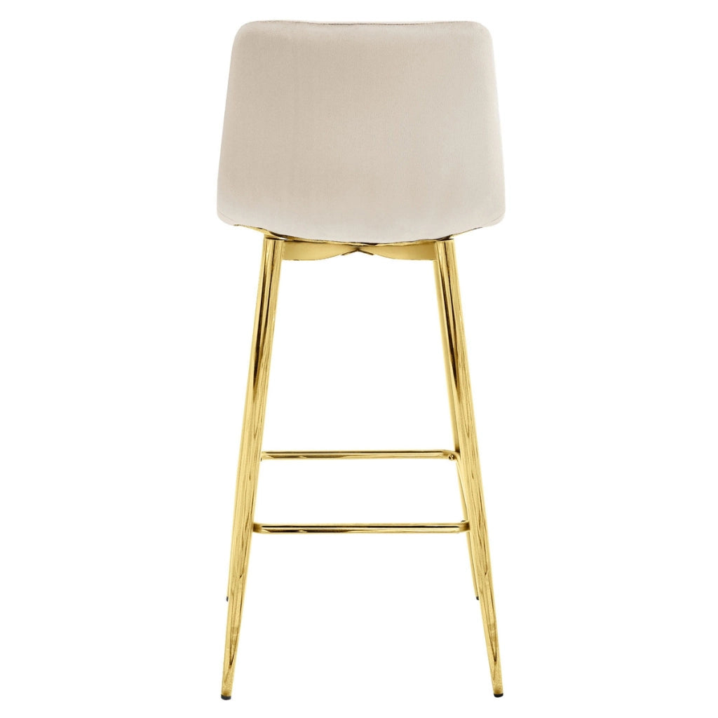 Sgabello da bar NADO in velluto beige e gambe dorate