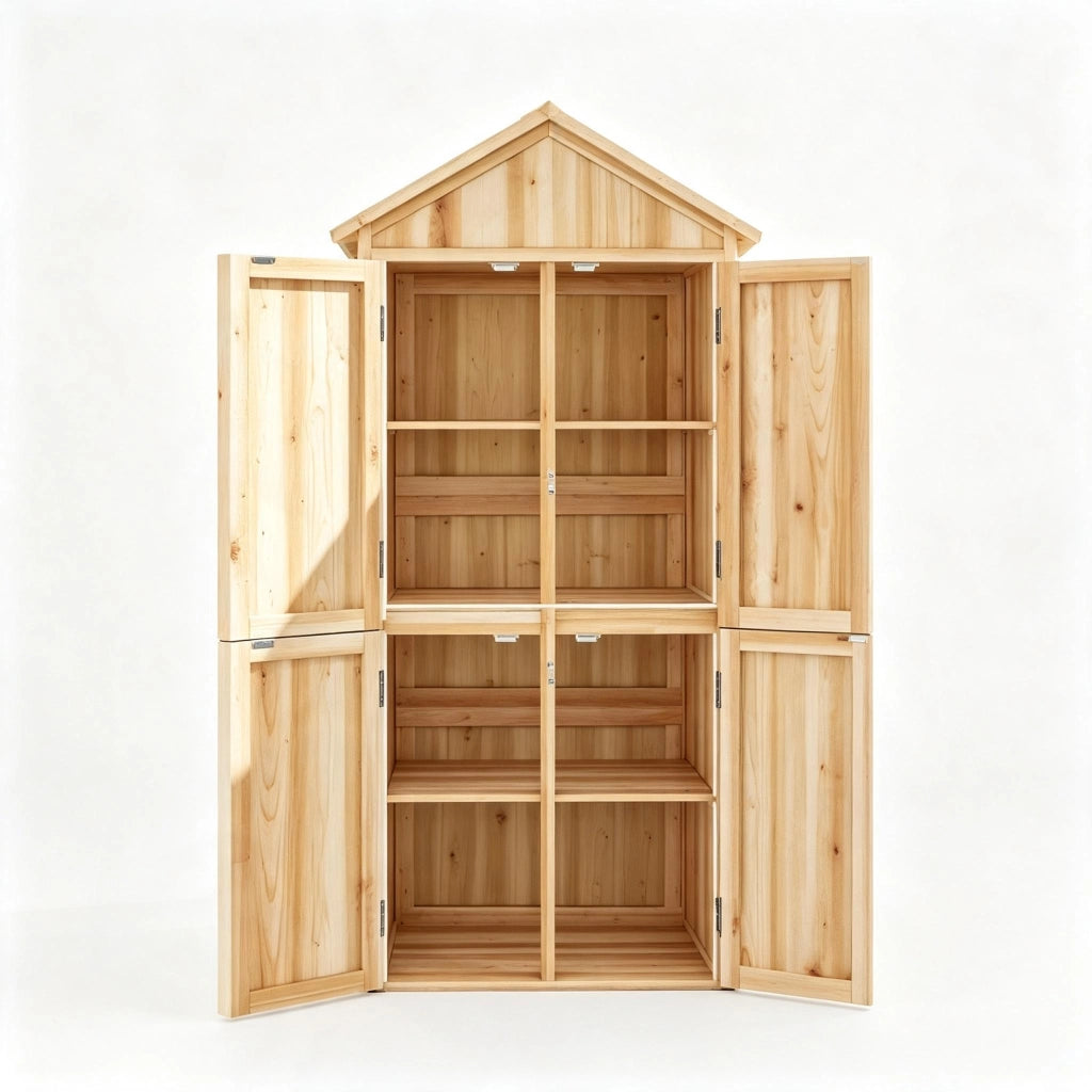 ARMADIO DA GIARDINO 82x50x190 cm Legno Naturale Tetto Inclinato