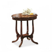 Tavolino rotondo inglese intarsiato legno massello bassano 70x70x74 - Mobili 2G