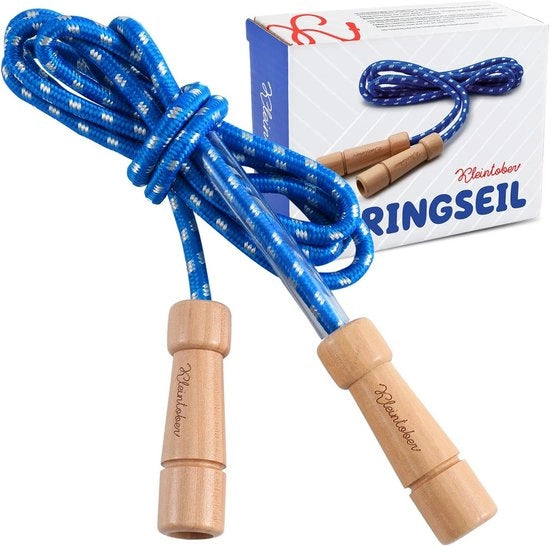 Saltello per Bambini - Set con Amplificatore Centrale, 220 cm Corda Blu Regolabile - Manuale per Saltellamento - Certificato di Motivazione Incluso - Ideale come Regalo