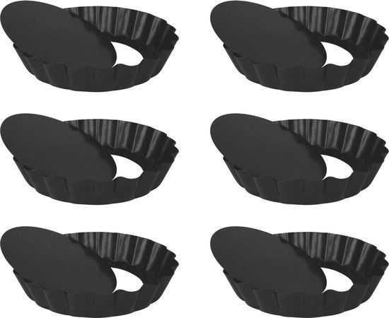6 pezzi di stampi per quiche - Mini stampi per quiche - Metallo - Diametro 10 cm - nero