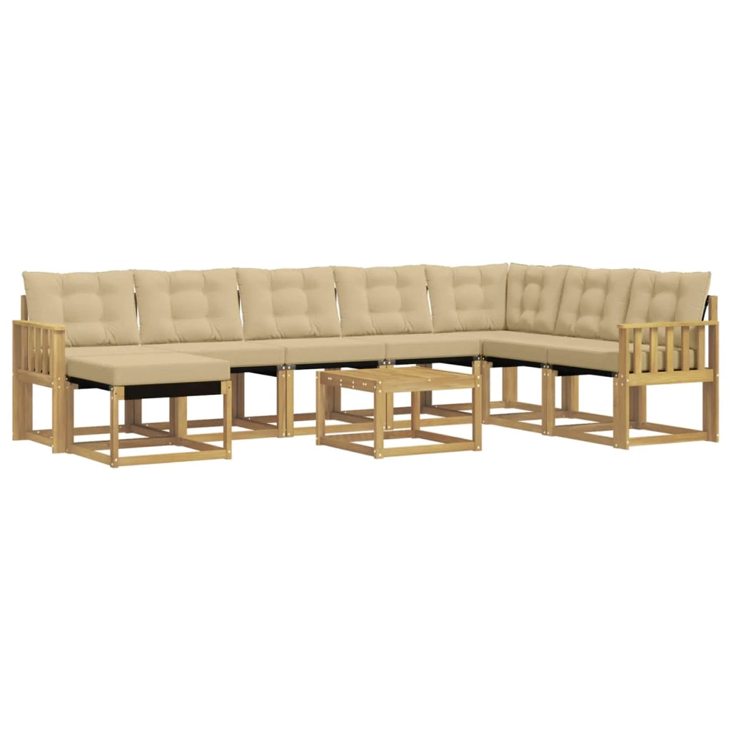 Set di divani da esterno con cuscino 9 pcs Bianco e Beige