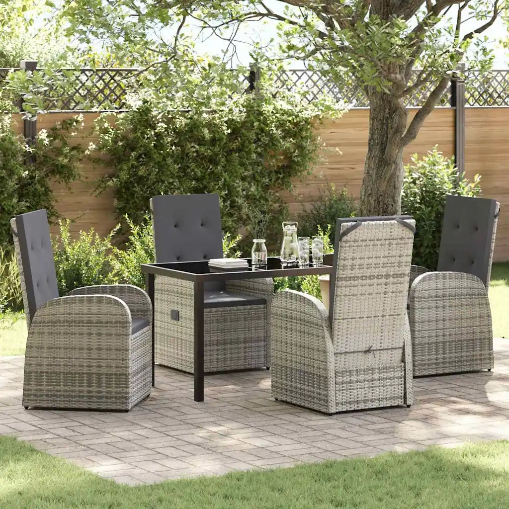 Set da Pranzo per Giardino con cuscino 5 pcs Grigio polyrattan 3379480